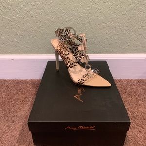 Brand new Leopard Lucile cut out Ghille lace up Stiletto